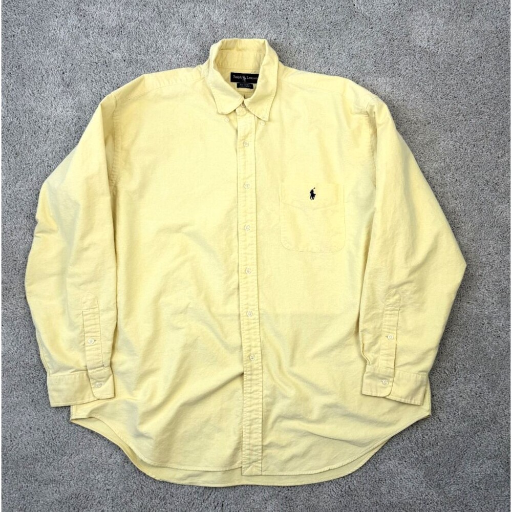 Vintage Ralph Lauren XL The Big Shirt Yellow Button Down Long Sleeve